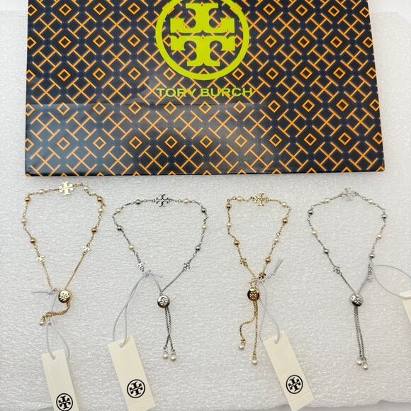 Tory Burch Logo Pearl Beaded Slider 164147 IN Tory Silver/Pearl - Picture 11 of 11